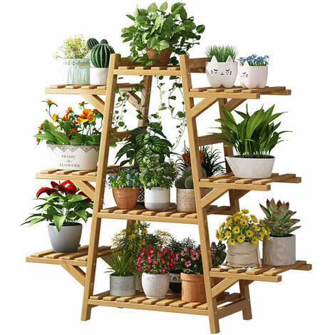 Freosen – Porte plantes en bamboo 9 niveaux – Dimensions 95x87x23cm – Capacité 30kg – Support pour pots de fleurs intérieur et extérieur