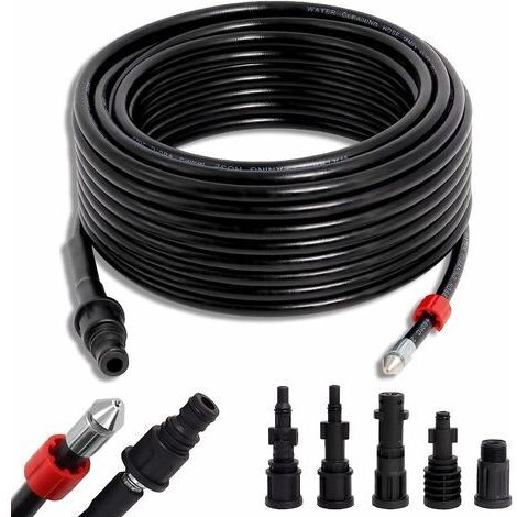 Freosen – Tuyau déboucheur de canalisation 20m – Pression 180 bars – Température 60°C – 5 adaptateurs compatibles Kärcher, Bosch, Lavor, Interpump