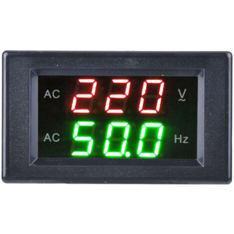 Fréquencemètre, Outil de Test de Fréquencemètre de Voltmètre CA à Numérique Double Affichage LED de Générateur Mètre de Fréquence de Tension(Black).