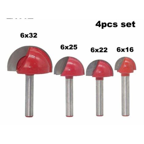 Fresa a gambo per fresa a gola rotonda CNC, utensili per la lavorazione del legno, 16 mm/22 mm/25 mm/32 mm (4 pezzi)