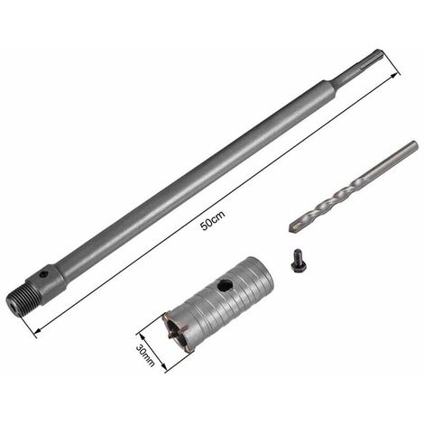 Fresa A Tazza 30 Mm Asta Prolunga 50 Cm Per Trapano Attacco Sds Plus