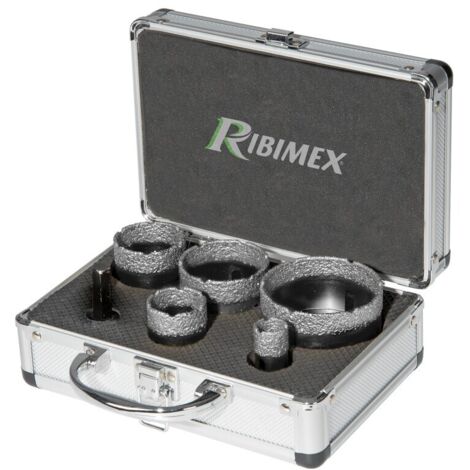Fresa a tazza diamantata in set da 5 pezzi con adattatore per trapano Ribimex