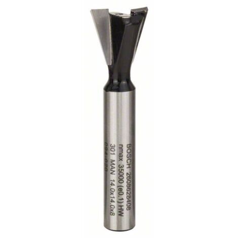 Fresa colas milano 8 mm D1 14 mm L 14 mm G 55 mm 15°  BOSCH 2608628408