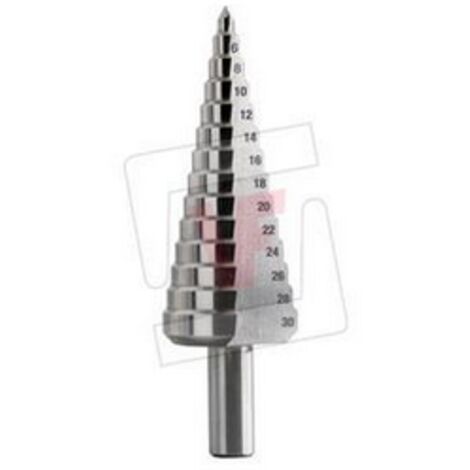 Fresa conica a gradini in acciaio per la foratura della lamiera con gambo di Ø 10 mm -4÷30 mm