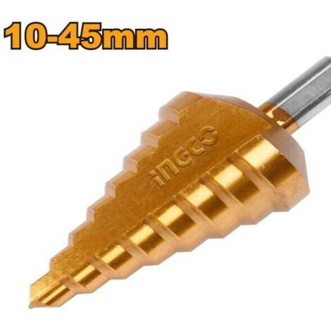 FRESA CONICA A GRADINO 10-45mm  - RIVESTIMENTO TITANIO - ALLARGAFORI - INGCO AKSDS10451