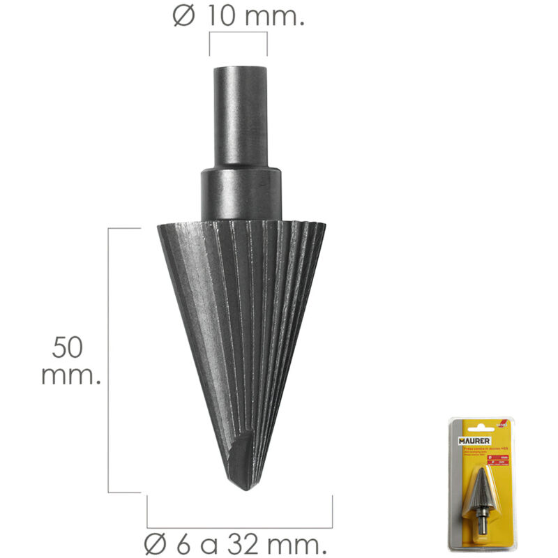 Maurer - Fresa Conica Hss ø 6-32 mm. Para Taladro / Fresadora