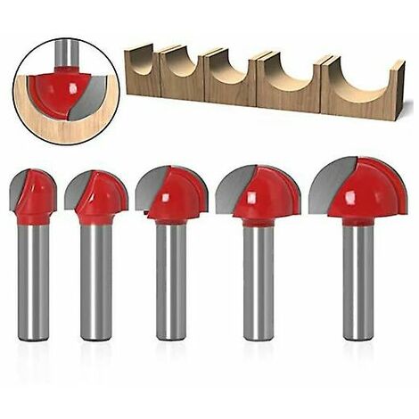 Fresa de fondo redondo de madera de 5 uds. De 8mm, broca de enrutador, herramienta de corte de molino de extremo de grabado, herramienta de carpintería de cepilladora de fresado de madera