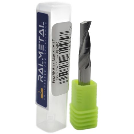 Fresa de metal duro integral, 1 filo, para aluminio, 6 x 17 x 50 mm