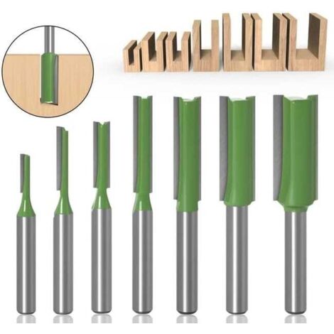 Fresa dritta da 6 mm, 7 pezzi di fresa dritta, fresa a bordo dritto, set di punte dritte, utensili per la lavorazione del legno