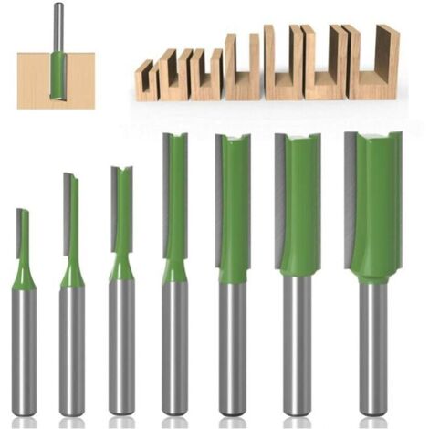 Fresa dritta da 6 mm, fresa dritta da 7 pezzi, fresa a bordo dritto, set di frese dritte, fresa in carburo per legno, utensili per la lavorazione del legno