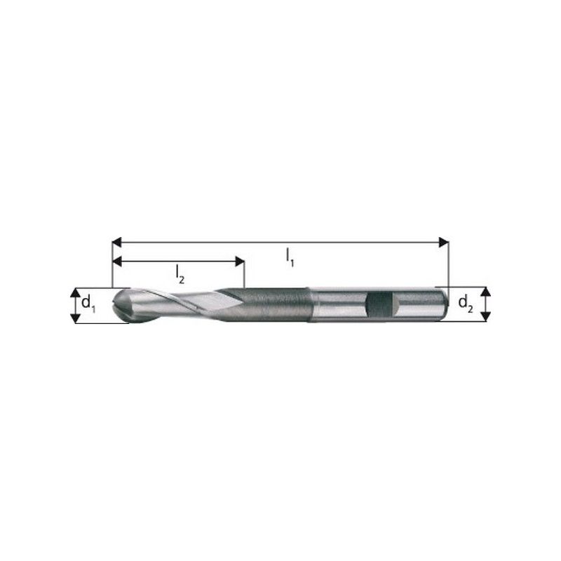 

Fresa frontal, acabado 2Z, larga, Ø d1 - h10 : 5,0 mm, longitud. total l1 68 mm, Cuchillas l2 13 mm, Ø cola d2 - h6 : 6 mm