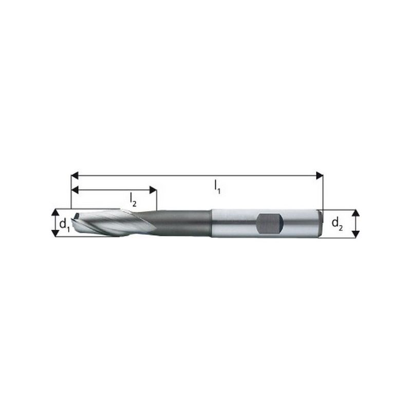 

Forum - Fresa frontal, acabado 2Z, larga tipo N, acero - corte rápido - - 8% cobaltoo, sin recubrimiento, Ø d1 - e8 : 5,0 mm, longitud. total l1 68 mm