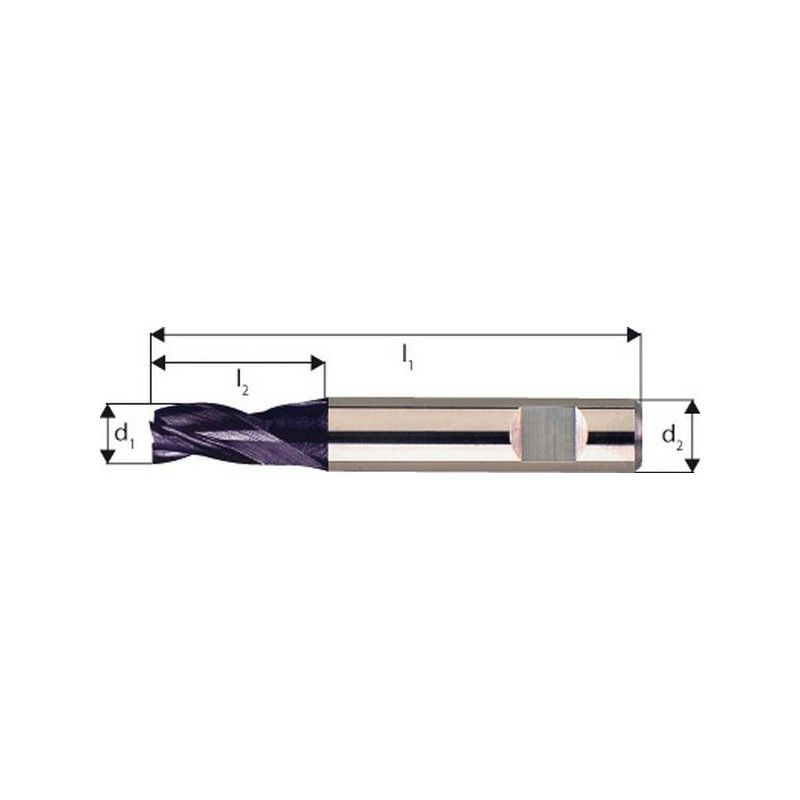 

Forum - Fresa frontal de metal duro integral, acabado 3Z, extracorta TiAIN, Ø d1 - h10 : 1,50* mm, longitud. total l1 38 mm, longitud. corte l2 2 mm