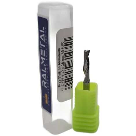 Fresa in metallo duro integrale 1 tagliente per alluminio 3.175 x 12 x 38 mm
