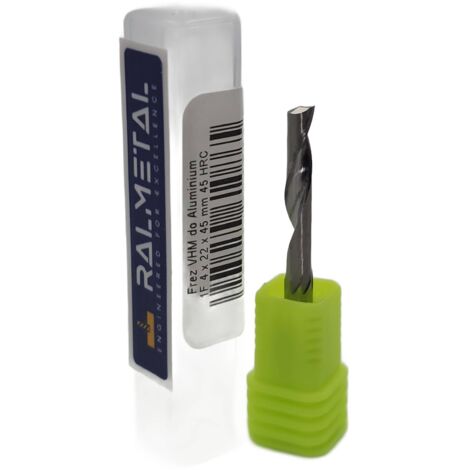 Fresa in metallo duro integrale 1 tagliente per alluminio 4 x 22 x 45 mm