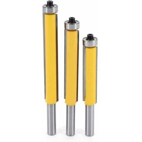Fresa para madera de 8 mm – Juego de 3 fresas largas con rodamiento superior, fresa recta para carpintería y bricolaje.