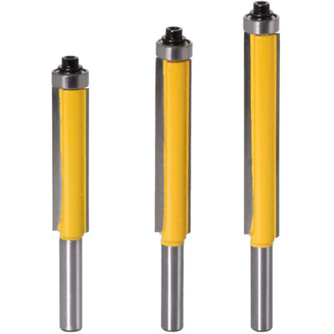 Fresa per fresatura a filo con gambo da 8 mm in 3 pezzi con cuscinetto, fresa per fresatura a copia con cuscinetto superiore, fresa per fresatura per legno extra lunga