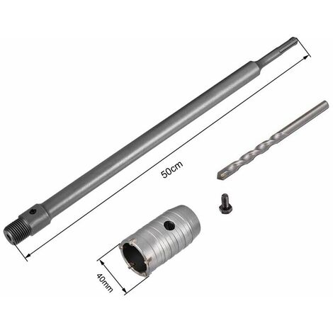 Fresa Per Muro A Tazza 40 Mm Asta Prolunga 50 Cm Per Trapano Attacco Sds Plus