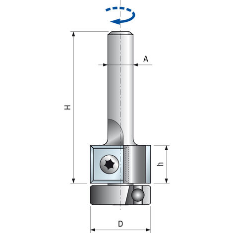 Fresa recta con plaquitas intercambiables y rodamiento FREUD - Ø19 H12/70 Q8 Z2 - F03FA14729 -TG74MD CB3