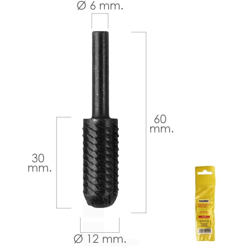 

Fresa rotativa para metal cilindrica curva Ø 12 mm. para taladro / fresadora