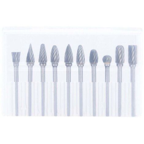 Fresas de tungsteno de doble corte KZQ, vástago de 1/8 de pulgada para grabado y pulido de metales, 10 piezas