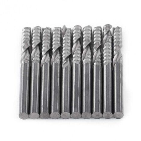 Fresas KZQ, 10 brocas de carburo de tungsteno de una sola flauta con vástago de 1/8", para fresado CNC de madera, aluminio, acero, PVC, PCB, fibra de carbono y acrílico.
