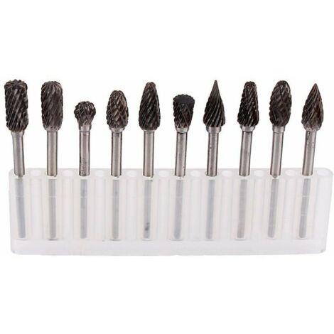 Fresas rotativas, 1 juego de 10 piezas de brocas para tallado de madera de carburo sólido de acero de tungsteno, herramienta de fresado rotativo para taladrar y grabar DIY
