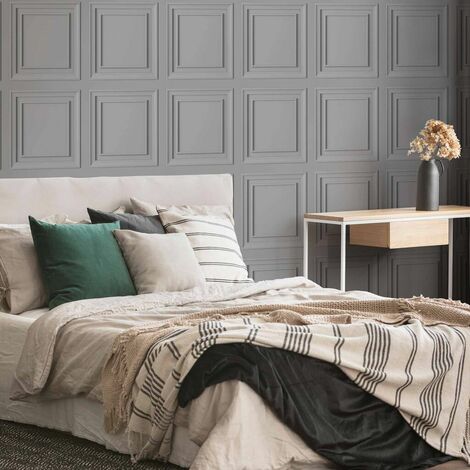 Fresco Wood Panel Grey Wallpaper - Grey