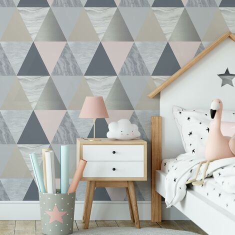 GRAHAM & BROWN LIMITED Fresco Harlequin Navy & Pink Geometric Wallpaper (Was £15.99)