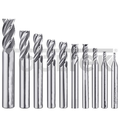 FRESE 4 TAGLIENTI HSS TESTA PIANA 2-12mm FRESA FRESATRICE TORNIO 10pz