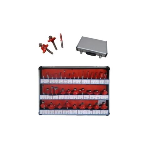 Frese pantografo/fresatrice verticale/Punte lavorazione legno set 35 pezzi in valigetta gambo 6mm