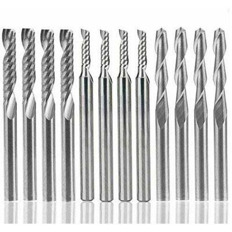 Frese per scanalature 12 frese in carburo di tungsteno, 4 punte da 1/8 di pollice + 8 frese a candela singola (2 tipi)