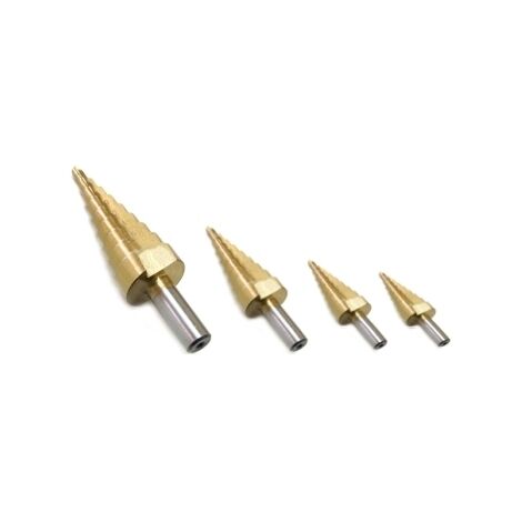 Frese/Punte coniche allargafori scalino/gradino set 4 pezzi 12 - 42 mm - Mod. C