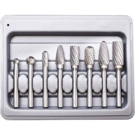 Frese rotanti, frese in tungsteno a doppio taglio, set di 8 frese rotanti in carburo solido in acciaio al tungsteno a doppio taglio, gambo da 6 mm per utensili rotanti, trapano elettrico