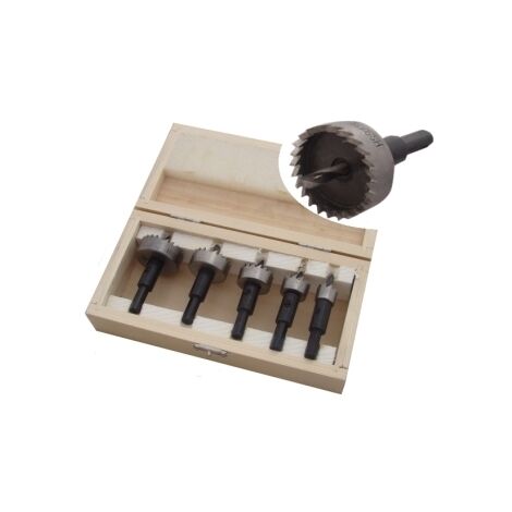 Frese/Seghe a tazza set 5 pezzi in HSS in box di legno