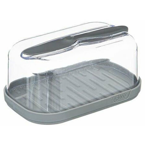 Fresh Eat Butterdose aus Kunststoff, grau, mit Messer