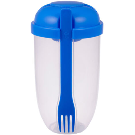 Fresh Salad Container Serving Cup with Dressing Container Fork Portable Plastic Food Storage Bottle for Picnic Lunch