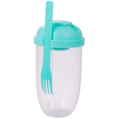Fresh Salad Container Serving Cup with Dressing Container Fork Portable Plastic Food Storage Bottle for Picnic Lunch