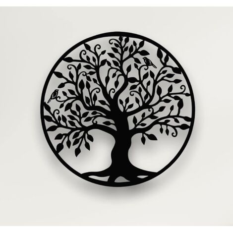 Fresque murale en métal Blue Dream Art, Arbre de Vie, logo familial