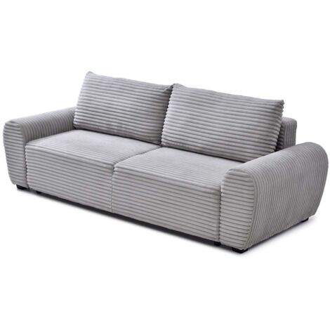 Freya 3 Seater Pull Out Jumbo Cord Sofa Bed (Light Grey)