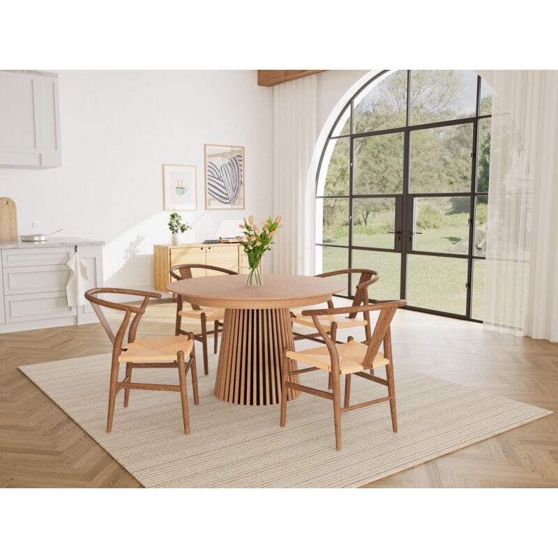 Lisa Design - Freya - table à manger ronde extensible - bois - 4 à 8 personnes - bois