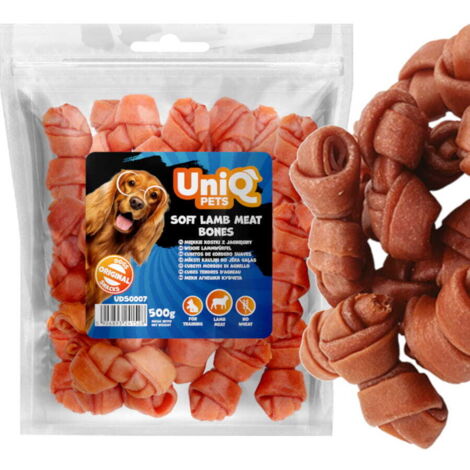 Friandise, snack pour chiens moelleux Nœuds d'agneau Cubes UniQ 500g