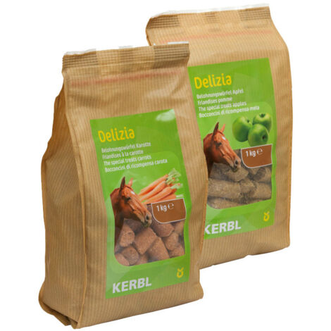 Friandises aromatisées pour chevaux Delizia Kerbl - 1 kg - Saveur alimentation animaux Carotte