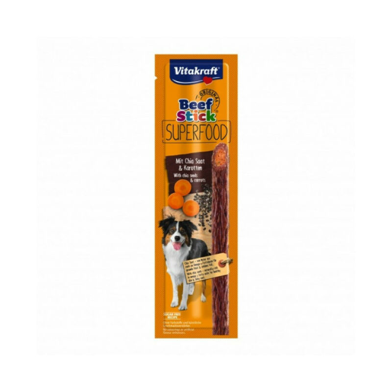 Friandises pour chien Beef Stick Superfood Vitakraft carottes / graines de Chia 25g