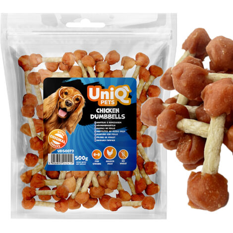 Friandises pour chiens Haltères au poulet UniQ Pets 500 g