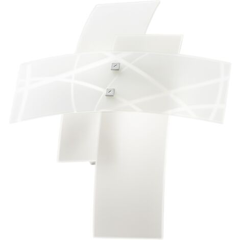 Frida - Applique 2 lumières E14 en verre blanc satiné - Structure chromée, croisé, max 2x42W, sans ampoules