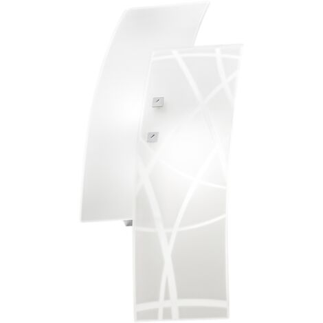 Frida - Applique 2 lumières E14 en verre satiné blanc - Cadre chromé, design élégant, max 2x42W, ampoules exclues, largeur 46cm