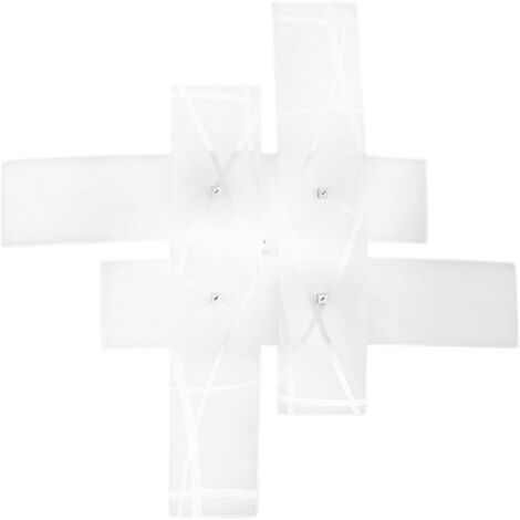 FRIDA P/G APPLIQUE IN METALLO E VETRO SATINATO E BIANCO FINITURA CROMO 4 LUCI ATTACCO E27 91x91CM