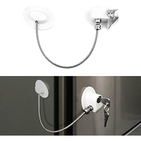 Fridge Lock with Keys - Rust Proof - Heavy Duty 3M Adhesive (Zinc, White)