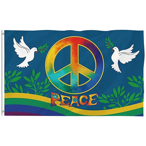 Friedensflagge 90 x 150 cm aus Polyester für Garten, Terrasse oder Spielplatz